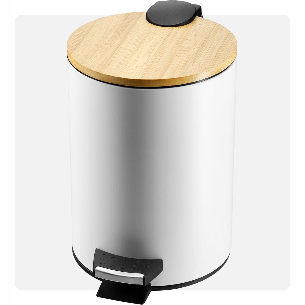 KADAX Bathroom Trash Can 3L Waste for Bathroom with Pedal Bamboo