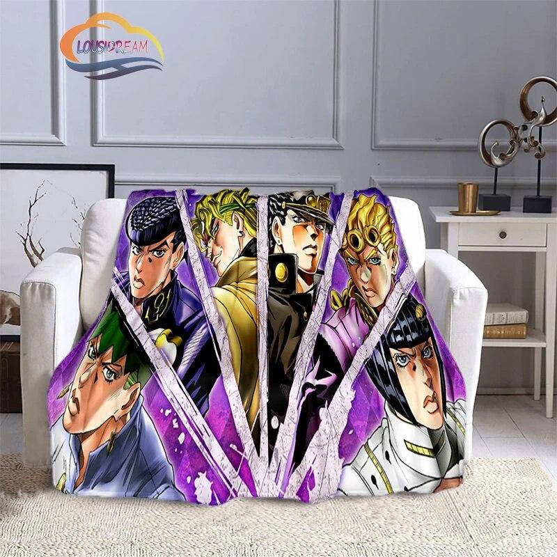 Karikatura JoJo's Bizarre Adventure Stone Ocean Deka Měkký fleece Throw Lehká All Seasons Teplá pro gaučovou přikrývku