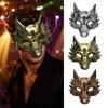 Leichtes Halloween-Kostüm-Requisit Schwarze Goldene Wolfsmaske 3D PU-Schaum Mardi Gras Party Kostümzubehör für Requisiten Cosplay Maskenball Kopfschmuck,