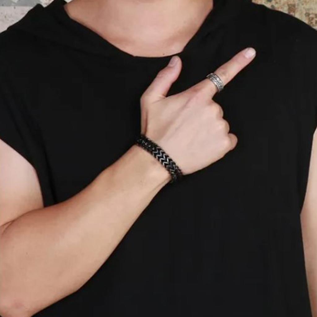 Herrenarmband 21cm Schwarz Mode Punk Stil Herren Magnetverschluss Legierungsarmband Dekoration