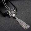 Elegant Korean Style Butterfly Sweater Necklace With Pearl Tassels For Women