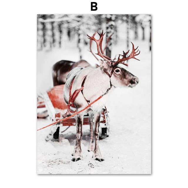 

Зимний пейзаж, картина на холсте, настенная живопись, современный снежный лось, красный дом, постер и принт на Рождество, домашний декор для гостиной 21x30cm No frame