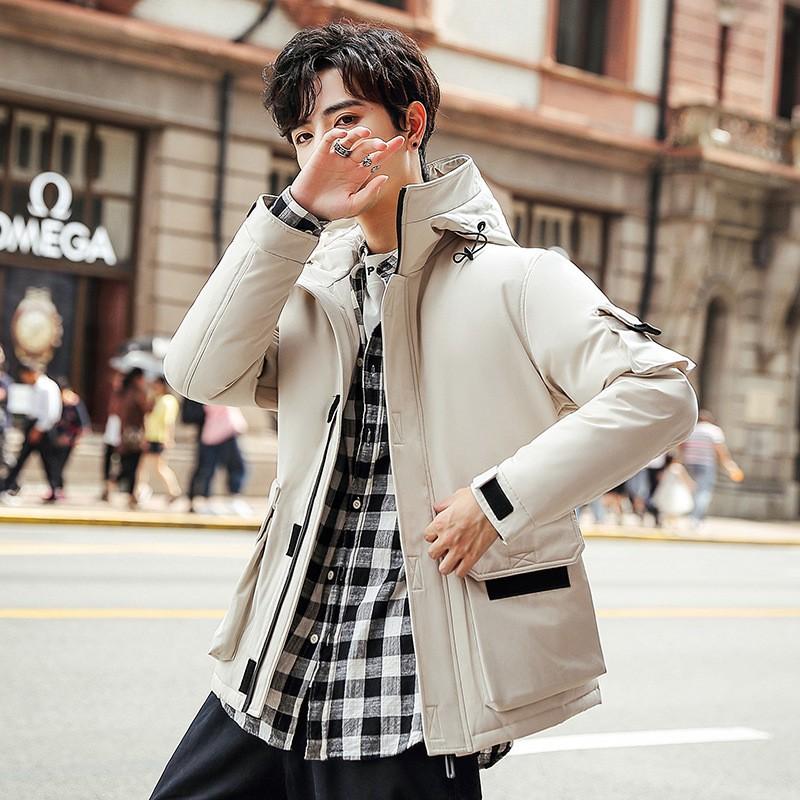 Mens Winter Down Jacket Hooded Thick Warm Outdoor Workwear Loose Fit Casual Parka Cold Weather