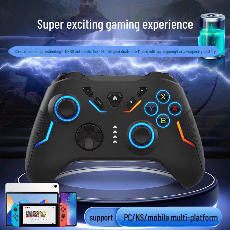 Cross-border RGB Glare Six-Axis Somatosensory Macro Editor Game Controller for PC, Android, and Switch