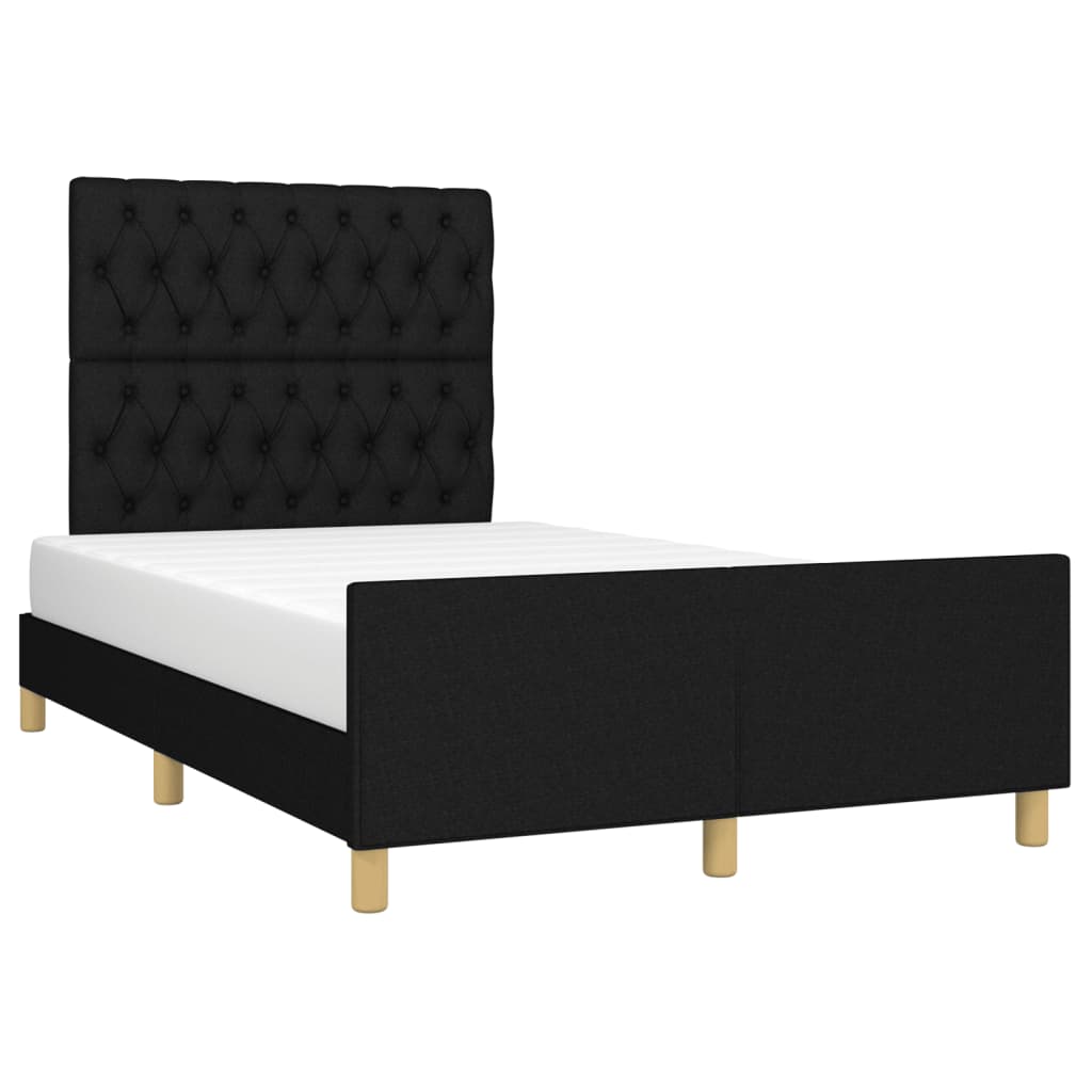 Bed Frame without Mattress Black 120 x 190 cm Fabric