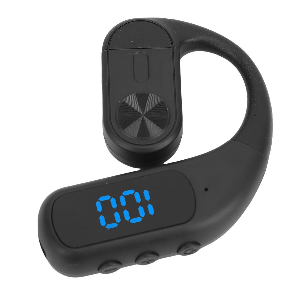 Wireless Earpiece Bluetooth Stereo Ear Hook Single Ear Business Sport Earphone with Noise Canceling Mic Digital Display