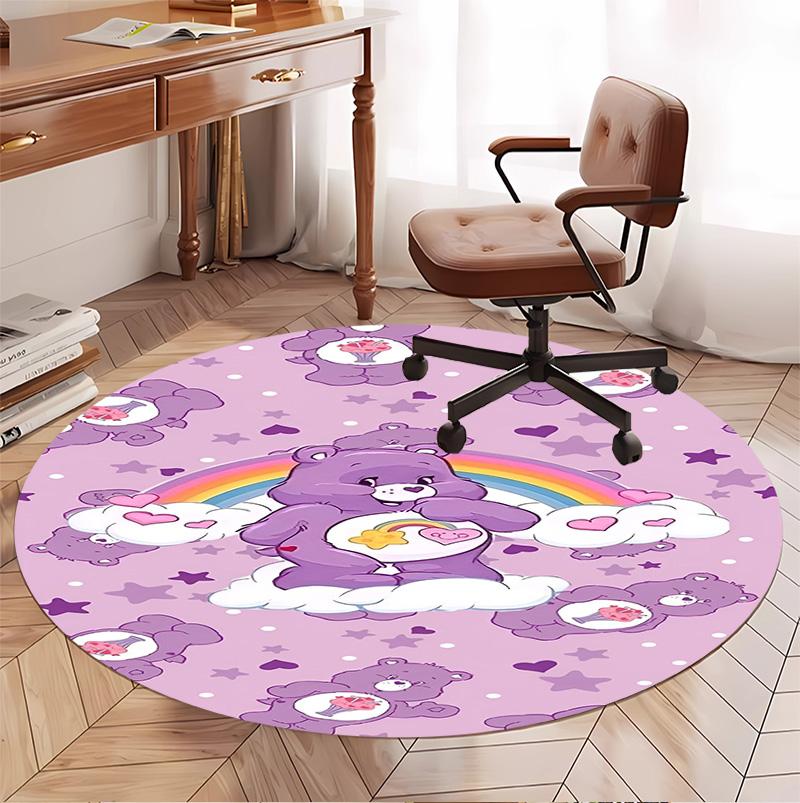 Care Bears Pattern Round Rug, Indoor/Outdoor Mat, for Picnic, Gameroom, Bedroom, Office, Living Room, Home Decor Carpet, Birthday Gift