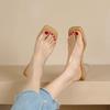 Cool slippers women's summer outer wear 2025 crystal thick heel middle heel transparent women's sandals