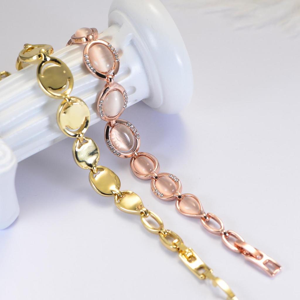 Women's Rose Gold 18K Cat's Eye Stone Bracelet Jewelry