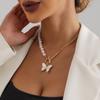 Foreign Trade Special Jewelry, Temperament Imitation Pearl Bead Splicing Aluminum Chain Necklace Jewelry, White Imitation Fritillary Butterfly