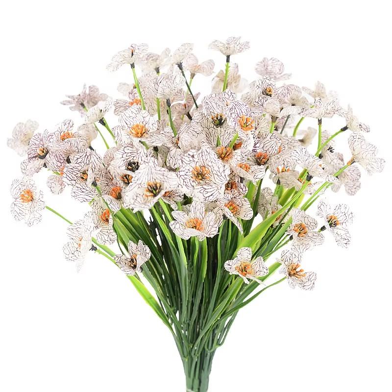 1 Bouquets Artificial Violet Flowers Silk Flowers Fake Grass Plants For Wedding Home Garden Decoration Birthday Xmas Party Decor