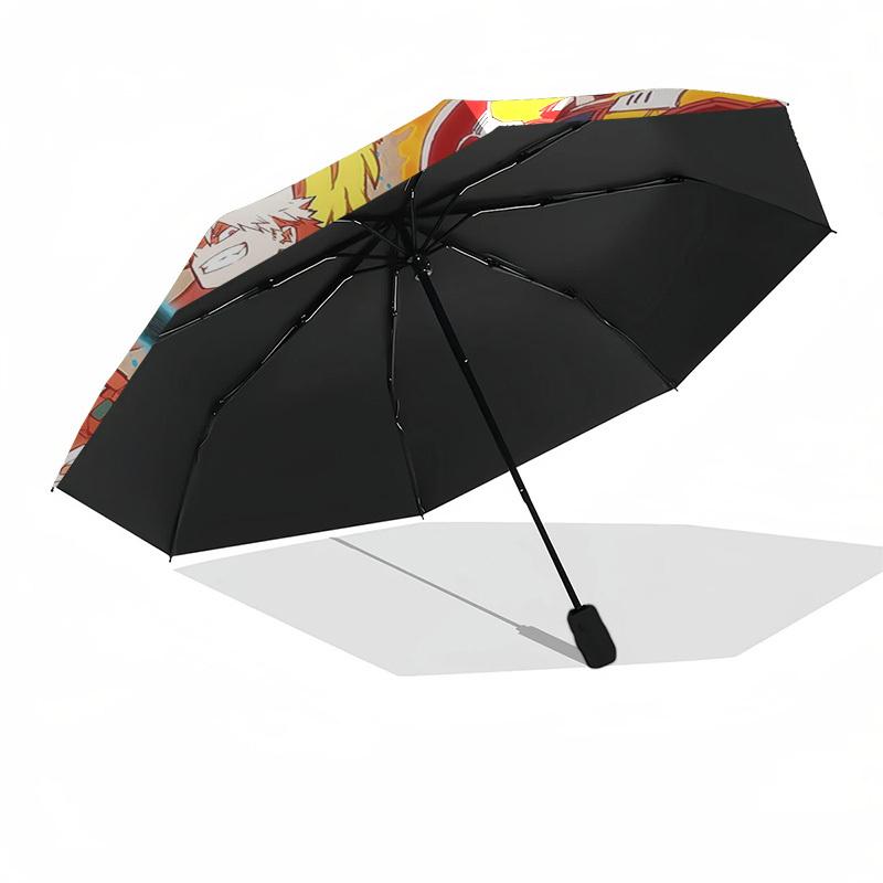 1pc My Hero Academia Automatic Folding Umbrella, Portable 3-Fold Design with 8-Bone Iron Frame, Outdoor for Fans, Travelers, Everyday Use, Gift for An