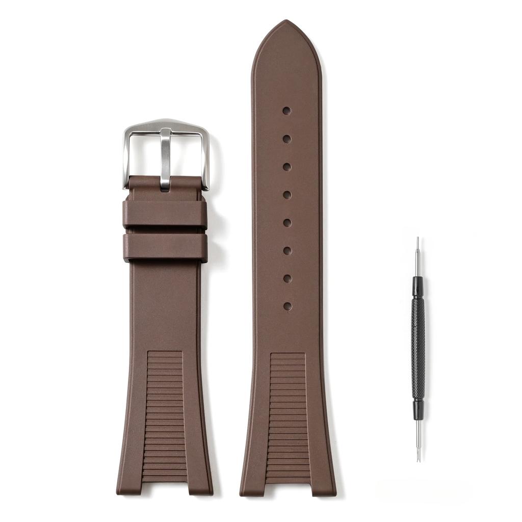 Fluoro Rubber Strap Fit for Citizen Promaster Titanium AW0130-85X  Patek Philippe Nautilus Watch with Titanium Buckle