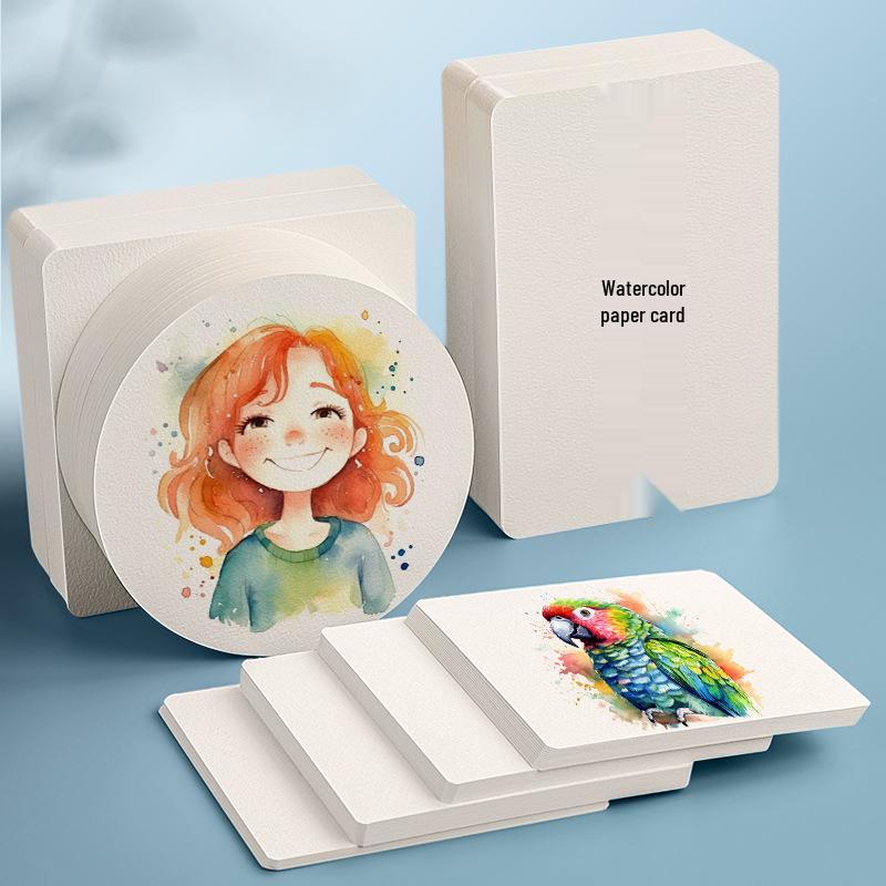 300g Watercolor Postcard Paper - Thick, Medium Rough Texture, Wood Pulp, Square, Blank Cardstock for Painting and Drawing