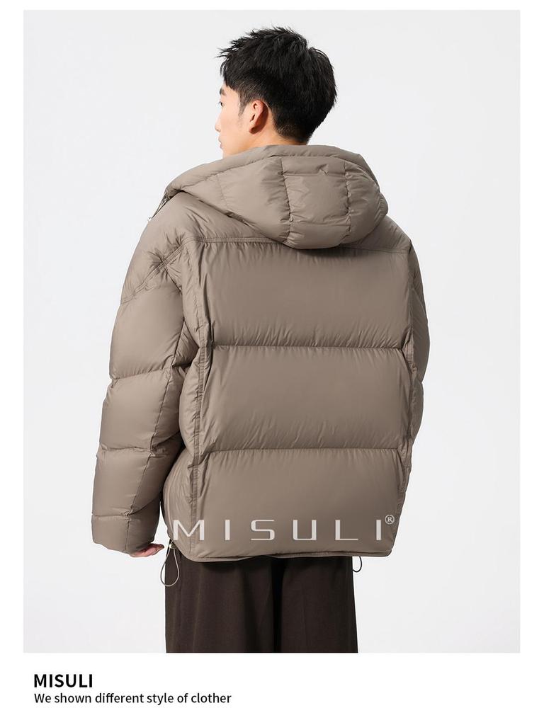 Men's Windproof Hooded White Duck Down Puffer Jacket - Thick, Warm, Casual Winter Outerwear