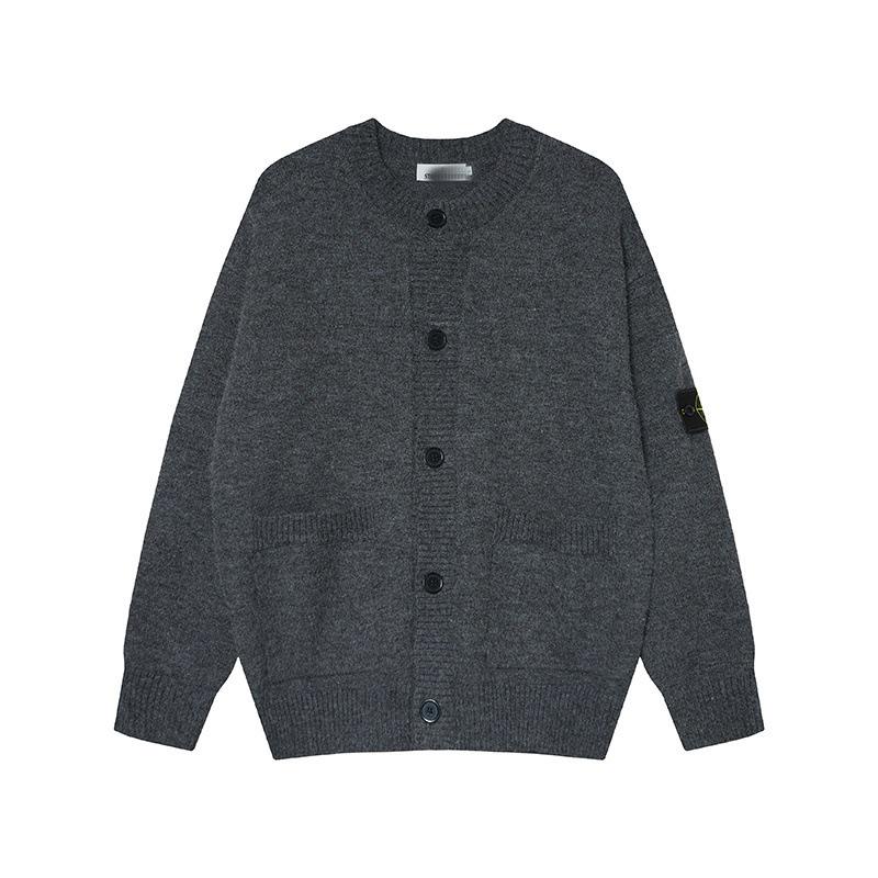 STONE Uniszex Cipzáras Kardigán Álló Galléros Jelvényes Kötött Pulóver Őszre/Télre