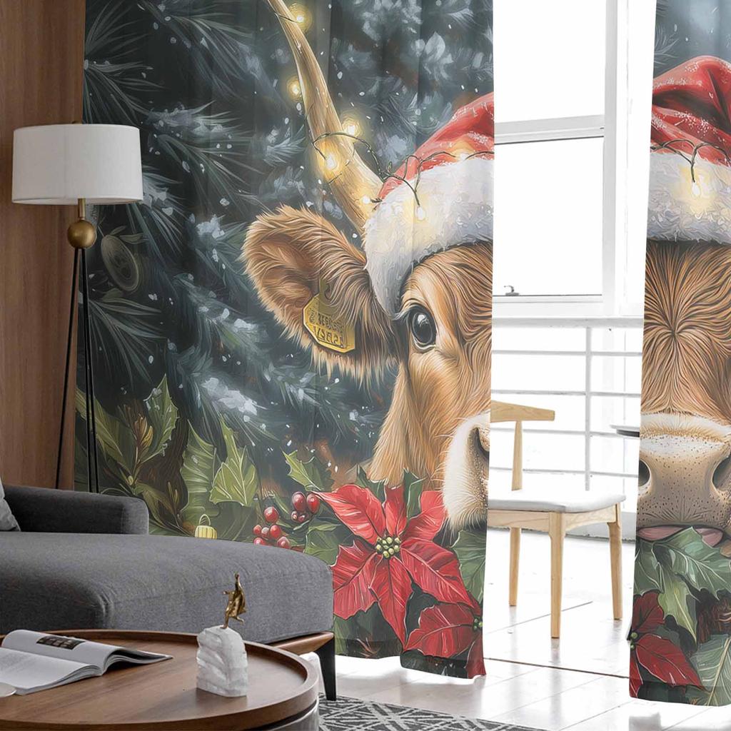 Weihnachten Aquarell Weihnachtsstern Vorhänge Für Wohnzimmer Schlafzimmer Heimdekoration Fenster Voile Tüll Vorhang Drapierungen