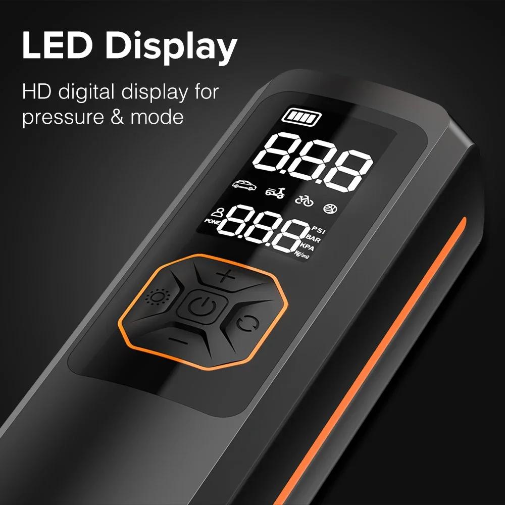 150PSI Car Air Pump Tire Inflator Air Compressor 12V 8000mAh Digital Cordless Car Tyre Inflator For Car Motocycle Bicycle Balls