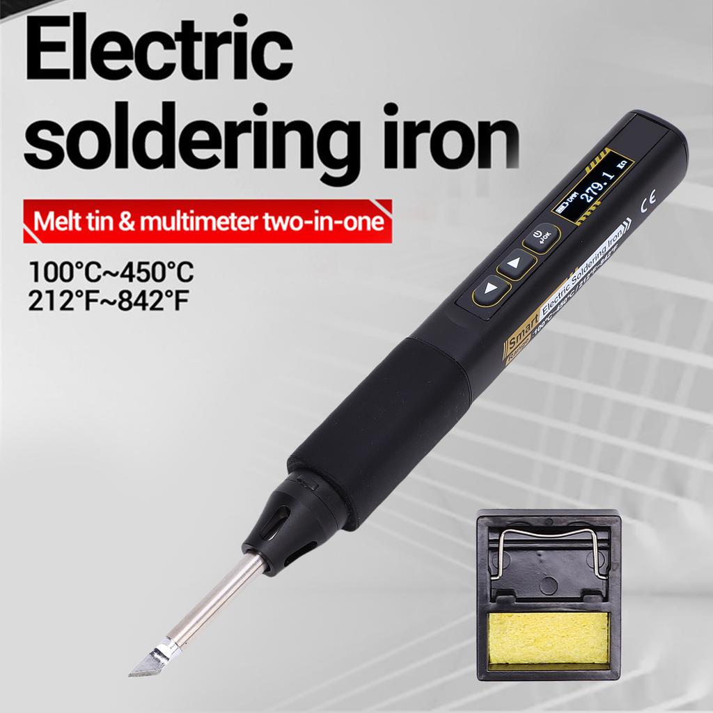 2 In 1 Portable Soldering Iron Kit with OLED Display, Fast Heating and Adjustable Temperature, Auto Shutoff, Includes