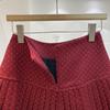 Women's High Waist Red Polka Dot Pleated A-Line Skirt - Anti-Exposure, Autumn/Winter, Short, Bow Detail, Petite Fit