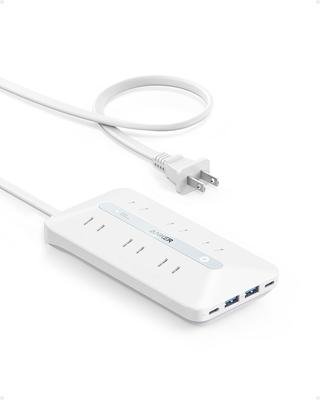 Anker USB Steckdosenleiste Steckdose AC-Kabel mit PSE-Zertifizierung Power Delivery Kompatibel mit MacBook Windows Android und anderen Geräten (10-in-1, 20W)
