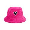 Thick Plush Bucket Hat for Woman Windproof Heart Patchwork Design Bucket Hat Adult Teens Winter Keep Warm Fisherman Cap