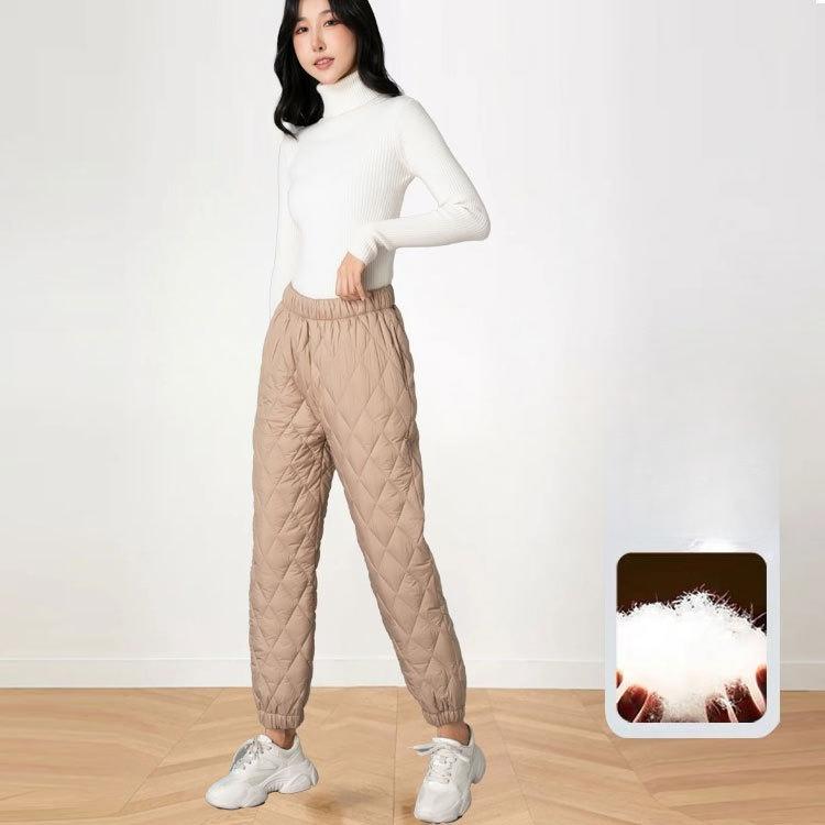 Light Thin Warm Casual Versatile Cotton Pants Women Winter Outside Wear 2026 High Waisted Bunched Feet Big Yards Down Cotton Pants