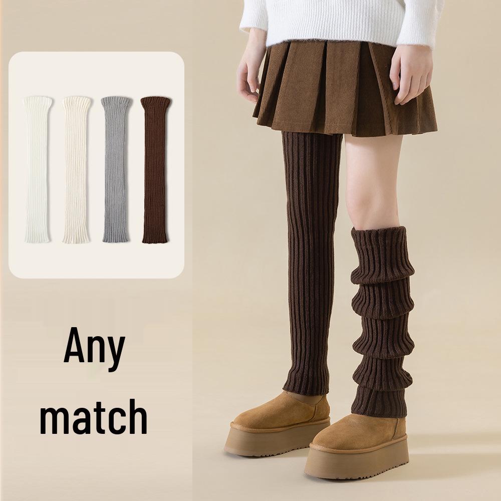2025 A/W Women's Thick Knitted White Leg Warmers for Autumn/Spring - Hot Girl Style Calf Snow Boots Accessory.