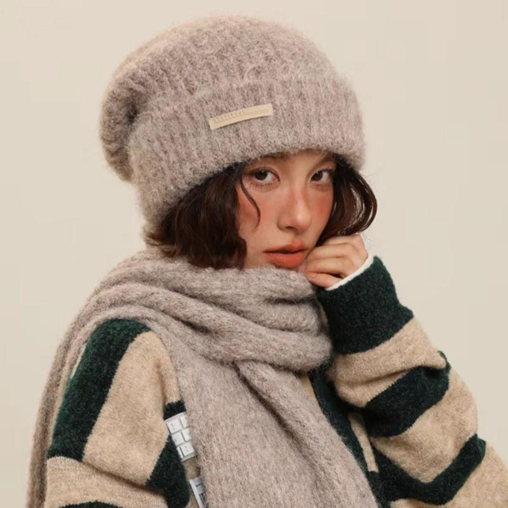 Thickened Chic Knitted Hat Korean Style Pullover Hat Fashion Beanies Hat  Autumn/Winter