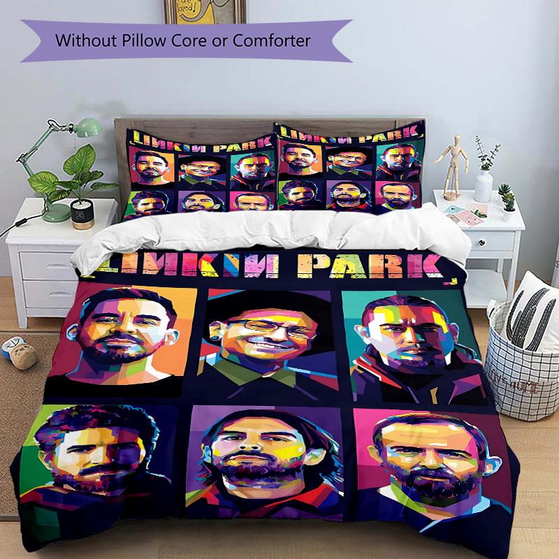 3pcs Linkin Park Band Duvet Cover Set,  Includes 1 Duvet Cover and 1/2 Pillowcases (No Insert) yy251104238