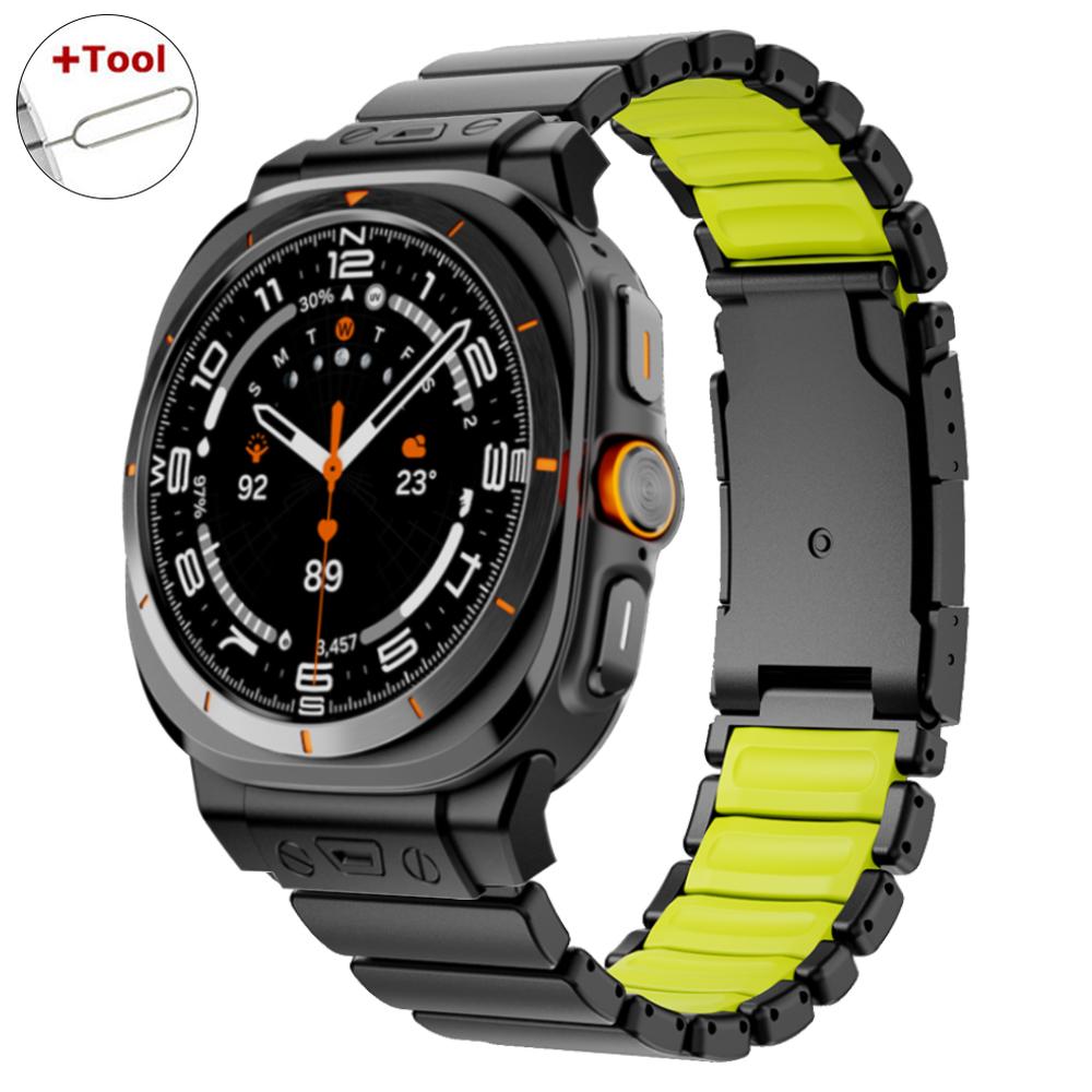 Titanium Rubber Strap for Samsung Galaxy Watch Ultra 2025 Wristband Luxury Metal Band for Galaxy Ultra Watch 47mm 2024 Replaced