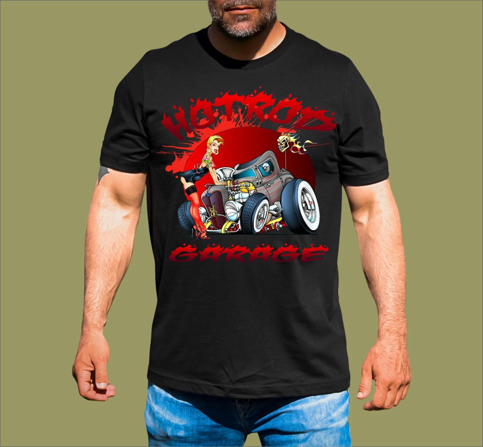 CARTOON HOT ROD GARAGE T-SHIRT S