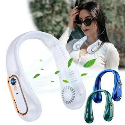 Mini-Ventilator ohne Hals, langlebiges, leises tragbares Gerät, Aufladen über USB, digitaler Bildschirm, 5 Geschwindigkeiten. Unverzichtbar für Outdoor-Reisen im Sommer