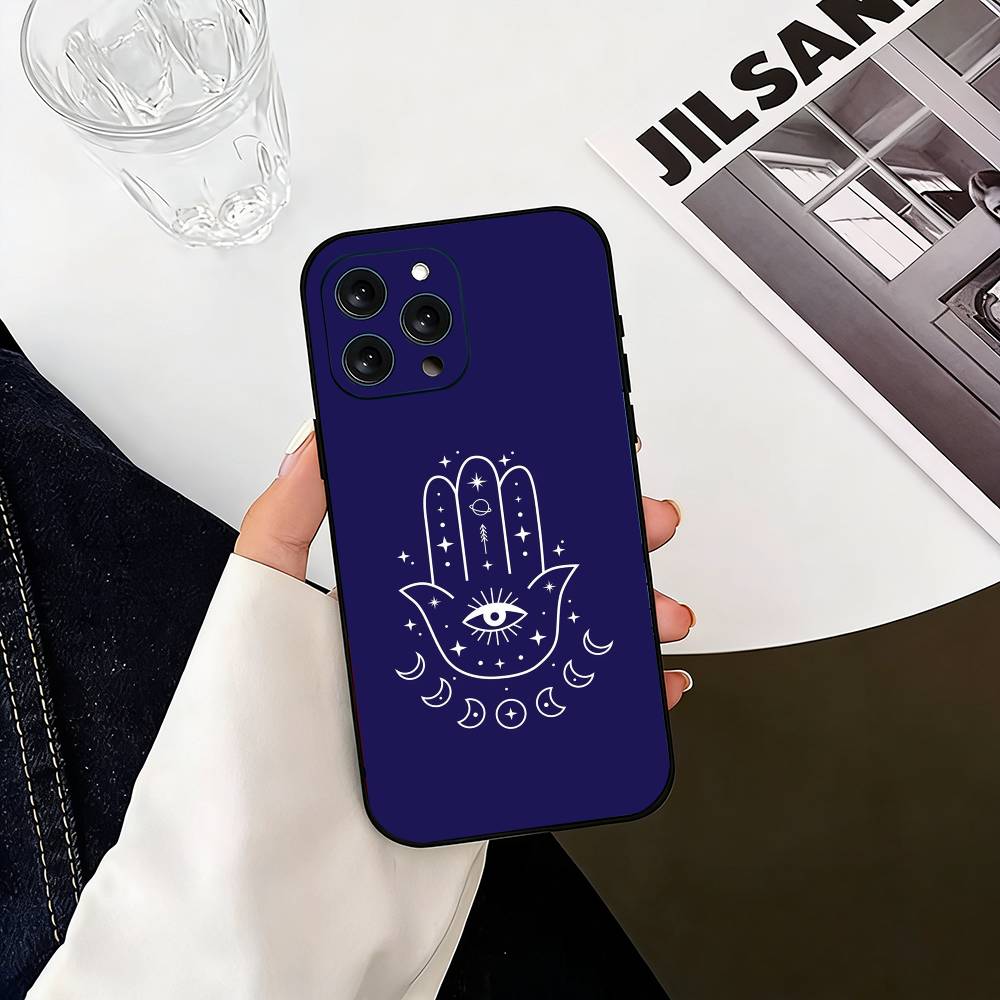 H-Hamsa H-Hand-D  Phone Case For iPhone 17, 16,15,14,13,12,11 Plus,Pro Max, Others Soft Black Cover