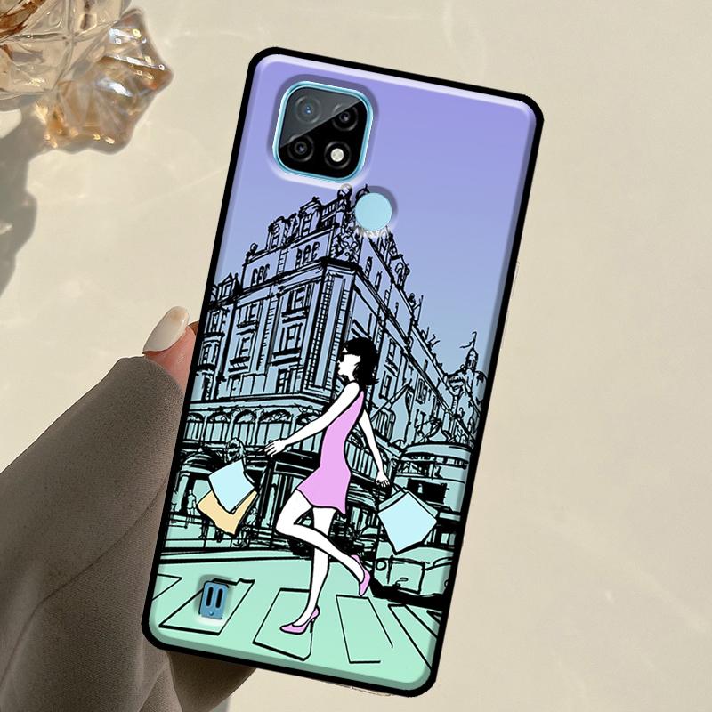 Fashion Girl For Realme C67 C75 C61 C55 C53 C51 C21Y C25S GT 6 6T 5 GT7 Pro 10 11 12 13 14 Pro Plus Case