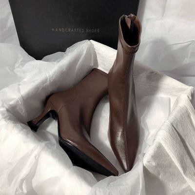 Fashion Modern Boots Quality Leather Designer Luxury High Heels Shoes 2025 Winter Ankel Boots Wedding Party Dress Gladiator Women Shoes