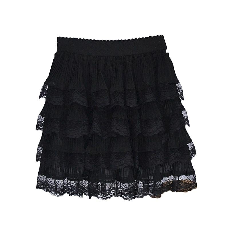 Women's Summer Spring Lightweight Chiffon Mini Skirts A Line Skirts Fashion Foreign Style Lace Layer Cake Skirt Short Skirt