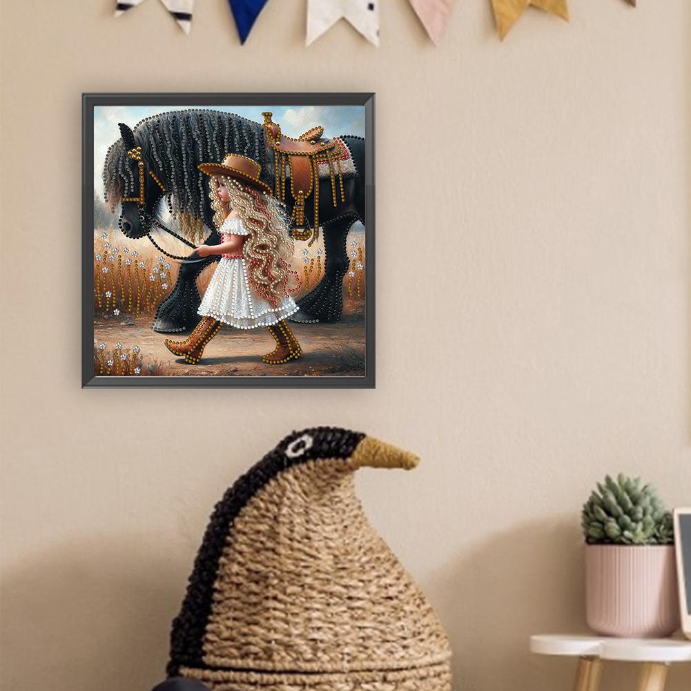 5D DIY Partial Special Shaped Drill Diamond Painting Kit Girl Decoration30x30cm