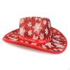 Cowboy Hat Snowflake Pattern Wide Brim Cowgirl for Christmas Halloween Party Fancy Dress Women