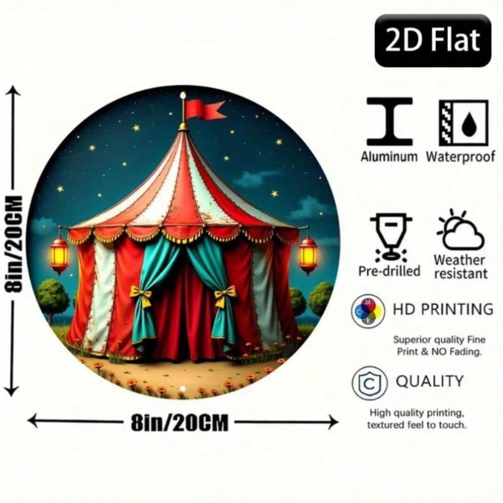 Vintage Circus Metal Wall Art 2D Night Scene Holiday Decor Sign