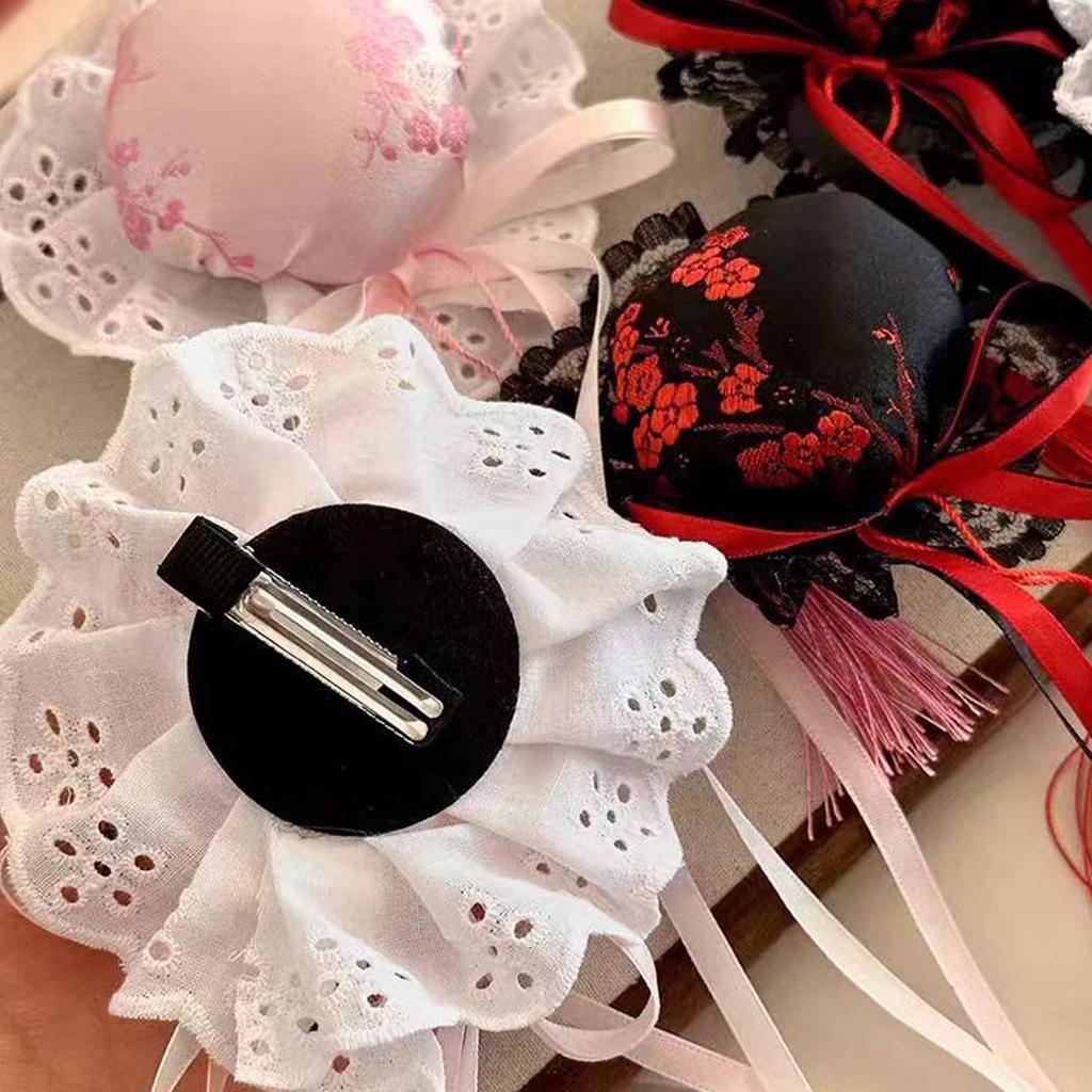 Chinese Bun Cover with Cotton Filling, Chinese Lolita Hair Ornament, Bun Hairpin, Ribbon, Chinese Lolita Hair Clip, Halloween, School Festival,