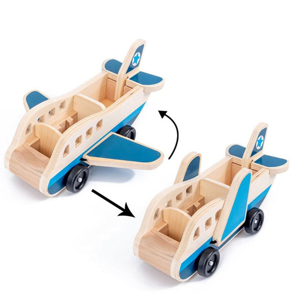 Trailer Double Layer Car Model Building Blocks Wooden Transportation Toys  Kids Toy