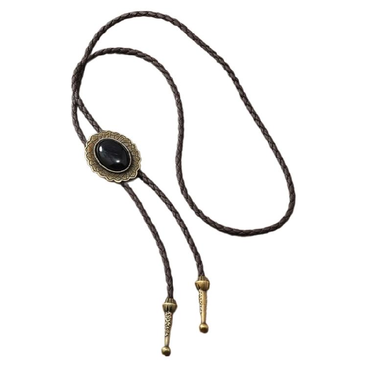 Men Bolo Tie Metal Eagle Bird Stone Cowboy Hat Western Necklace Costume Accessory
