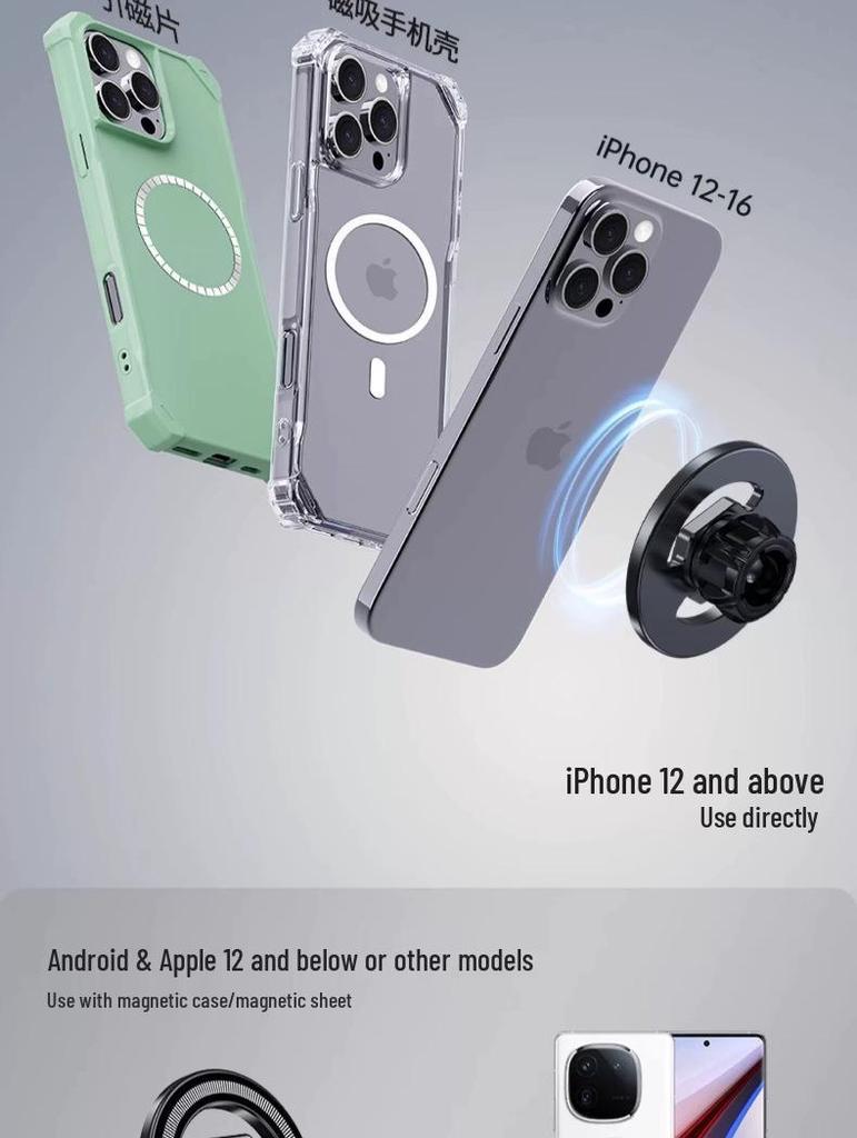 Ice Armor MagSafe Magnetic Phone Holder - Universal 17mm Ball Head for Car & Desktop.