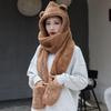 Hat Scarf Gloves Integrated Winter Fleece Cute Warm Plush Hat Thickened Ear Protection Neck Protection Cycling Neck Protection