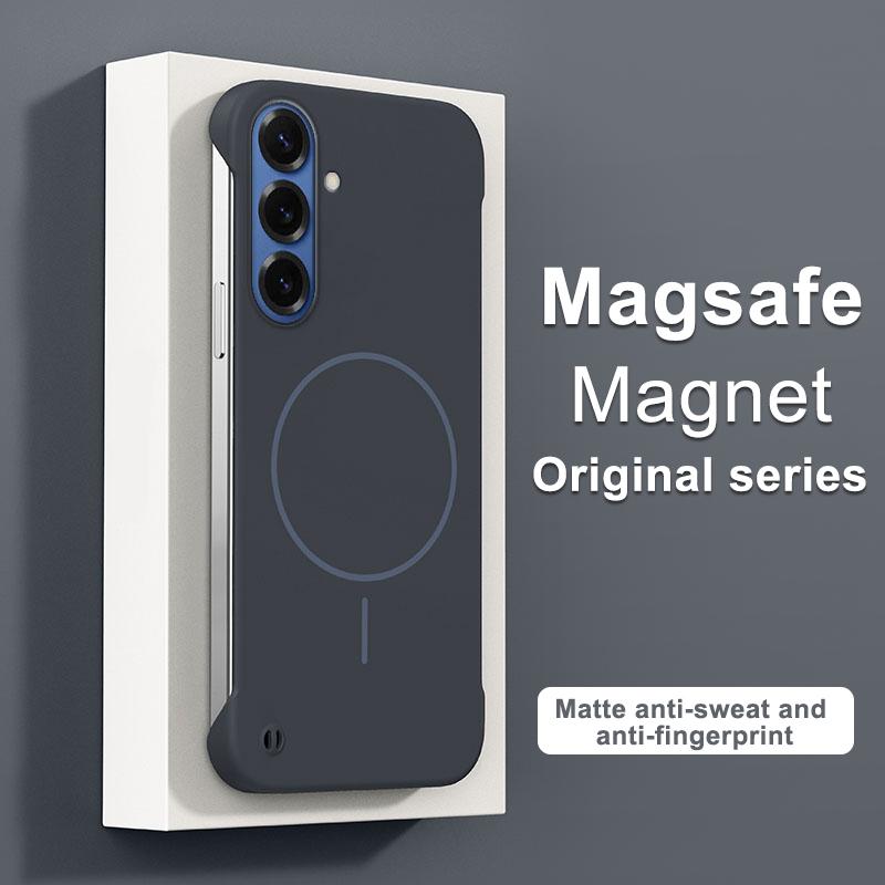 Rahmenlose Magnetische Handyhülle Für Samsung Galaxy S26 S25 Edge S24 FE S23 S22 Plus Note 20 Ultra Für Magsafe Harte PC-Rückseite