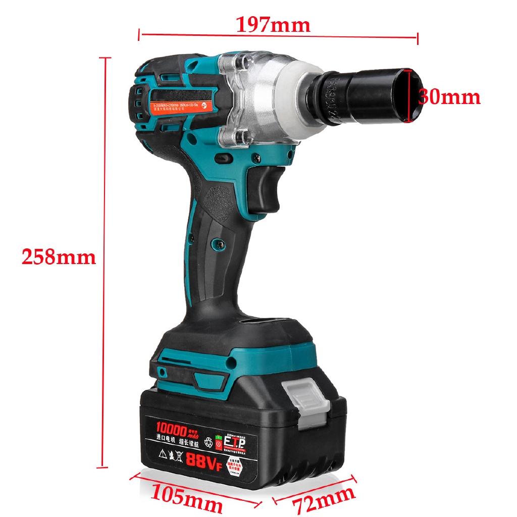 Cordless Electric Impact Wrench Guns 330Nm Max Torque Impact Wrench 21V 10000mah Li-ion 2 Batteries 1 Charger Power Tool