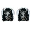2Pcs Black Car Seat Cover Scary Face Printing Car Headrest Protector Car Headrest Cover  Halloween