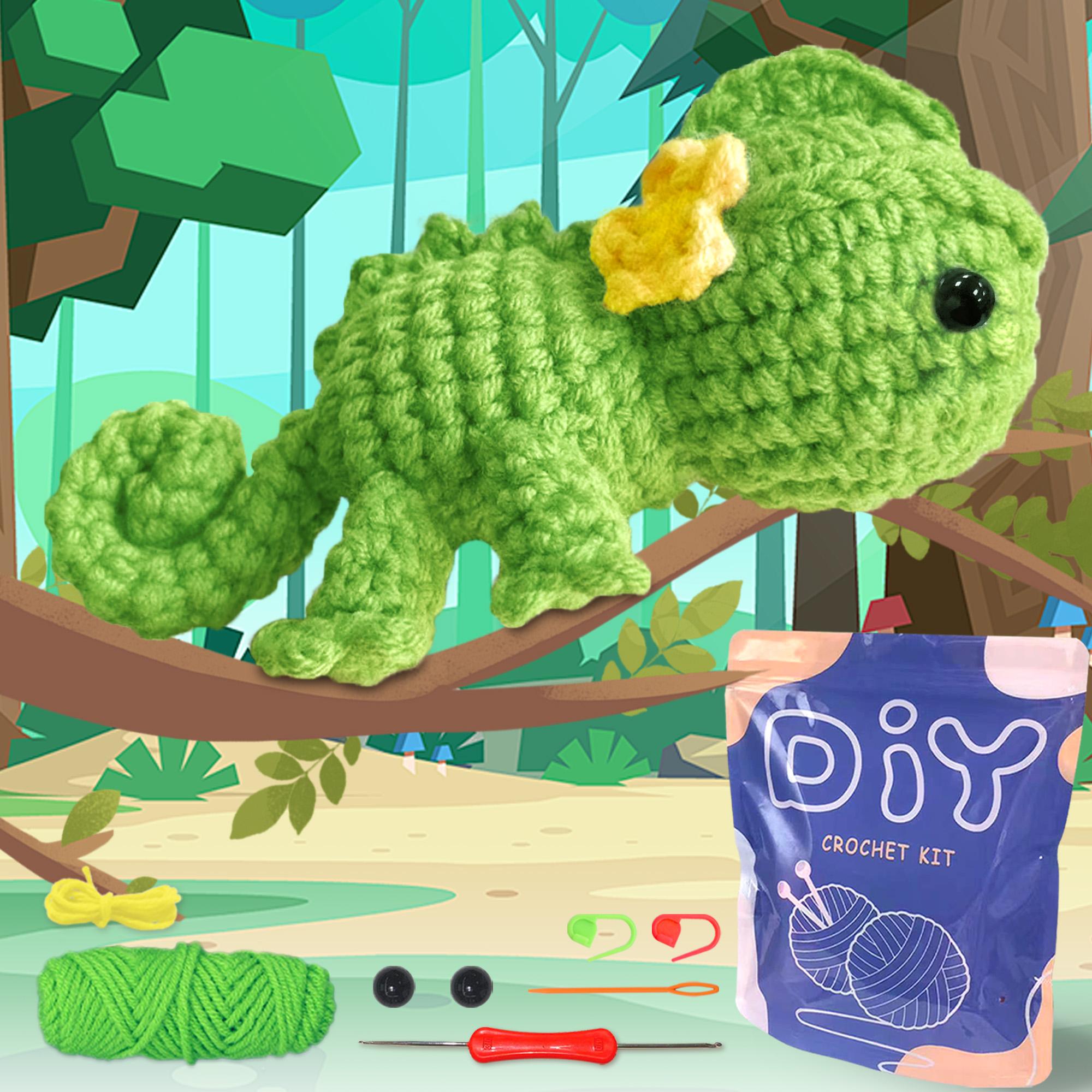 

Chameleon Shape DIY Crochet Kit Complete Material Pack with Video Tutorial Handmade Wool Yarn Craft Kit for Adults