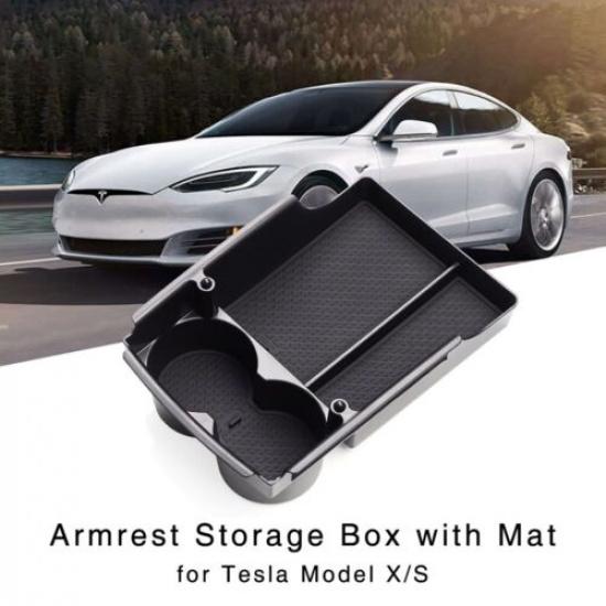 Armrest Storage Box for Tesla Model X S 2015- Central Console Organizer Tray